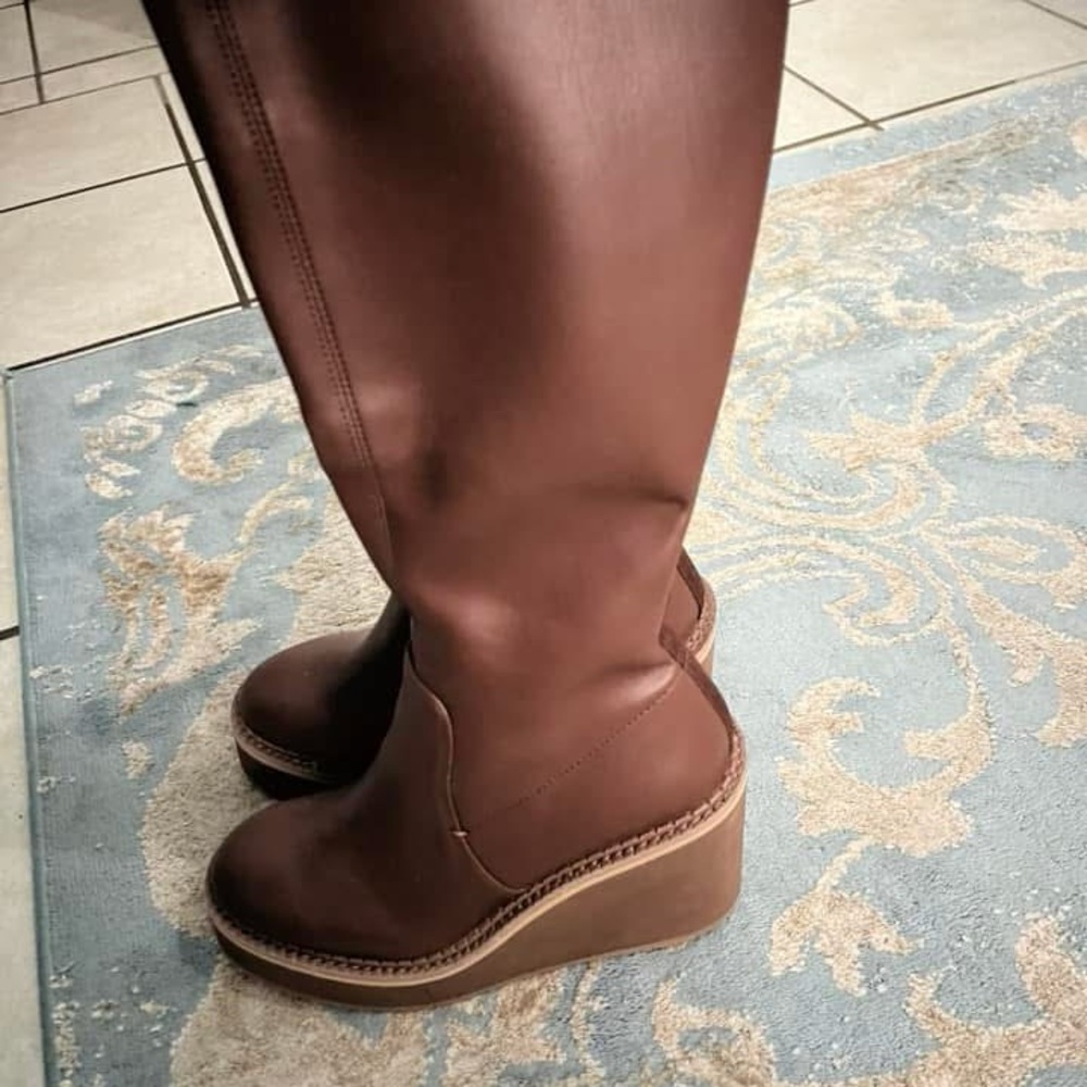 Naked Feet Chocolate Brown Wedge Boots